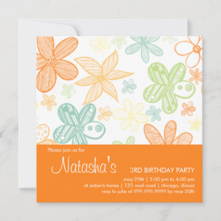 Flower Scribbles • Birthday Invitation