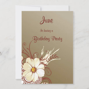 Flower Scroll Happy Birthday Invitation