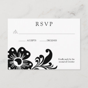 Flower Scroll RSVP w/ Envelope Card