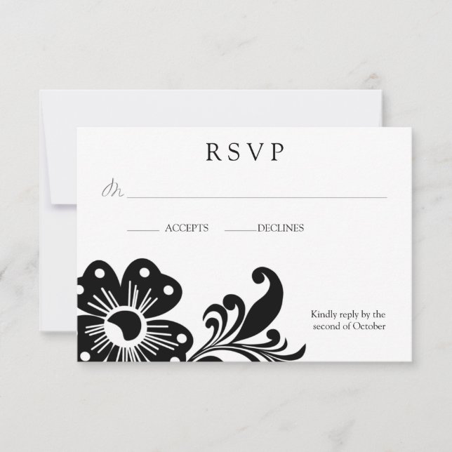 Flower Scroll RSVP w/ Envelope Card (Front)