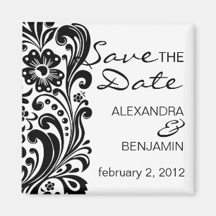 Flower Scroll Save the Date Magnet