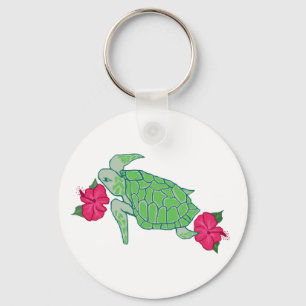 Flower sea turtle key chain