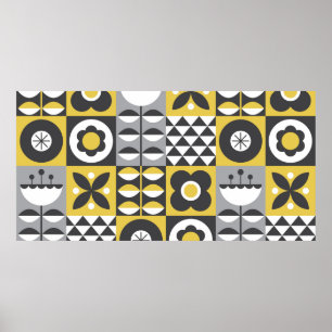 Flower seamless pattern design. Scandinavian style Poster