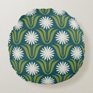 Flower seamless pattern design. Scandinavian style Round Pillow