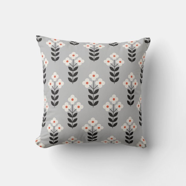 Flower seamless pattern design. Scandinavian style Throw Pillow (Front)