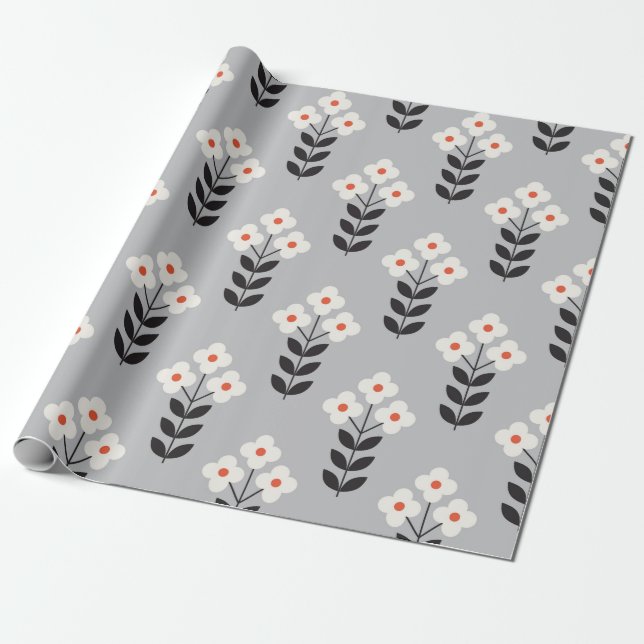 Flower seamless pattern design. Scandinavian style Wrapping Paper (Unrolled)