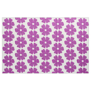 Flower Shape Plaid Pink Purple Fabric