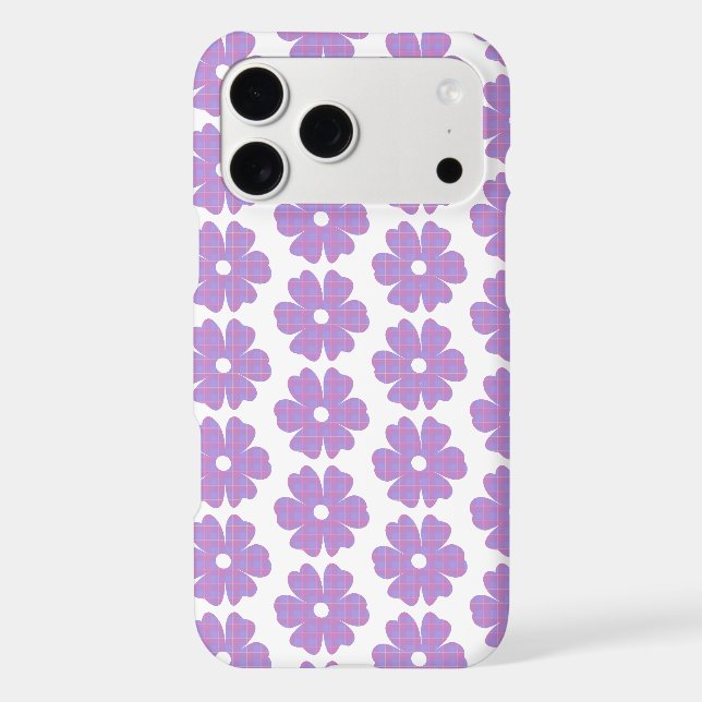 Flower Shape Plaid Pink Purple iPhone Slim Case (Verso)