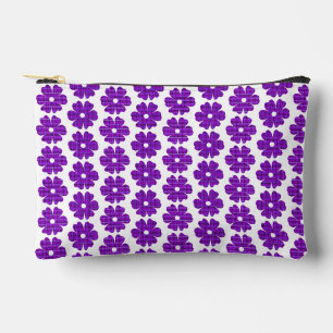Flower Shape Plaid Purple Pink Accessory Pouch