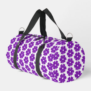 Flower Shape Plaid Purple Pink Duffle Bag