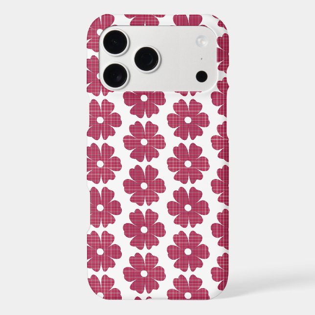 Flower Shape Plaid Red Pink iPhone Slim Case (Verso)