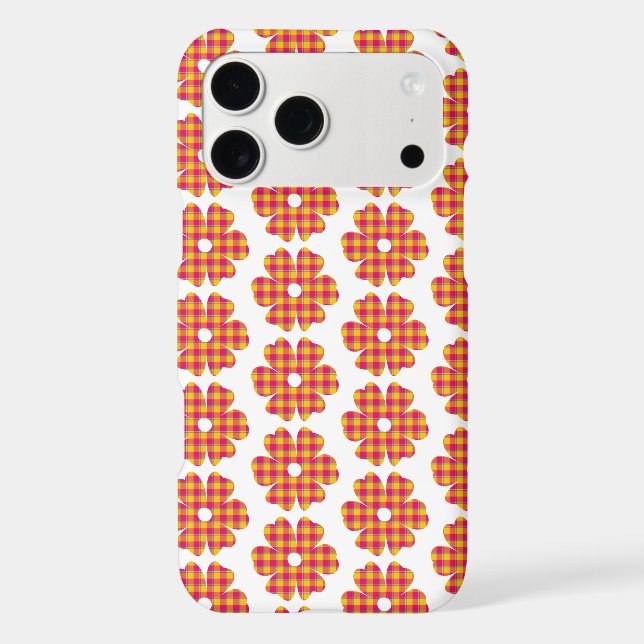 Flower Shape Plaid Yellow Orange Pink iPhone Case (Verso)