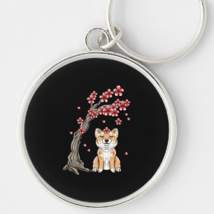 Flower shiba inu cute animal product keychain