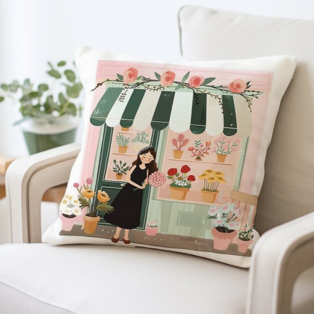 Flower Shop Pillow, Floral Art Throw Pillow (Creator Uploaded)