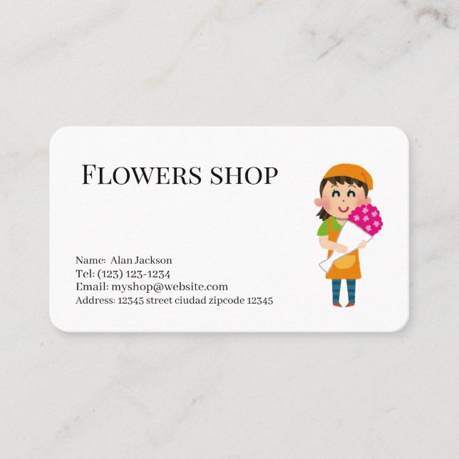 Flower shop  services editable   business card (Front)