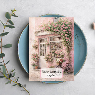 Flower Shop with Bicycle Card