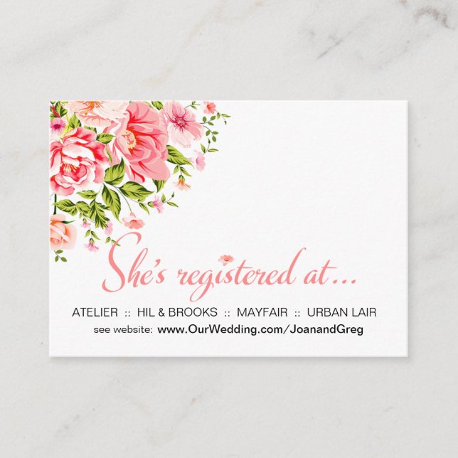 Flower Shower Registration Insert | baby pink (Front)