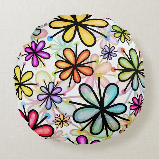 Flower Showers Round Pillow (Front)
