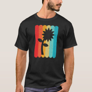 Flower Silhouette Retro Vintage Lines 70s 80s Dist T-Shirt