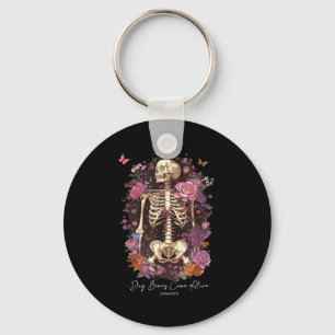 Flower Skeleton Dry Bones Come Alive, Retro Enchan Keychain
