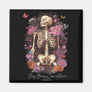 Flower Skeleton Dry Bones Come Alive, Retro Enchan Magnet