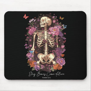Flower Skeleton Dry Bones Come Alive, Retro Enchan Mouse Pad