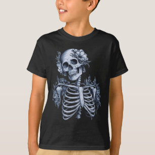 Flower Skeleton Floral Skull Halloween Gothic Occu T-Shirt