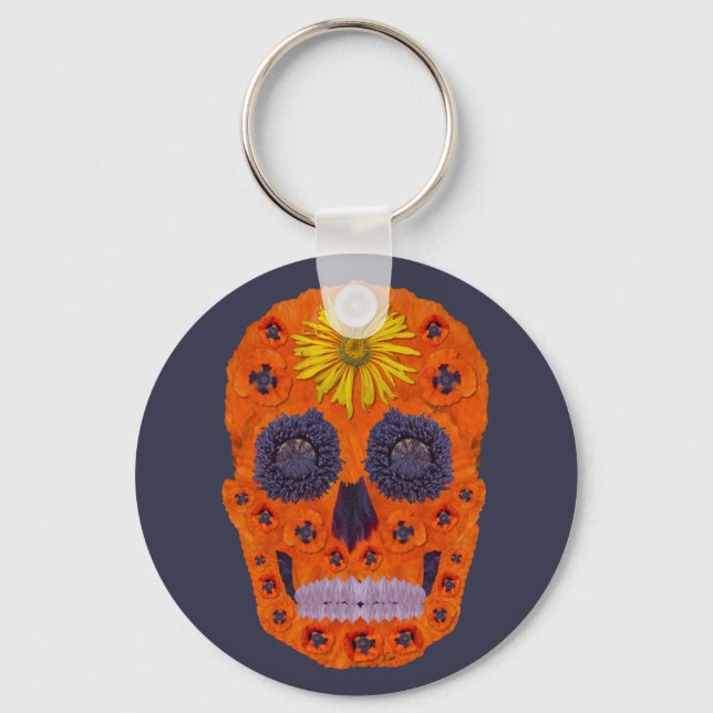 Flower Skull 1 Keychain (Front)
