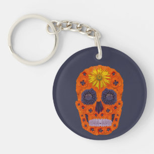 Flower Skull 1 Keychain