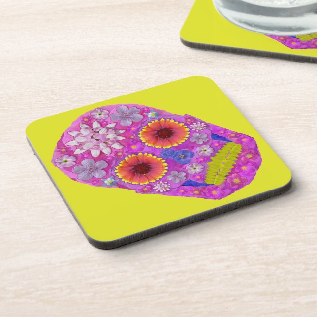 Flower Skull 2 Coaster (Left Side)
