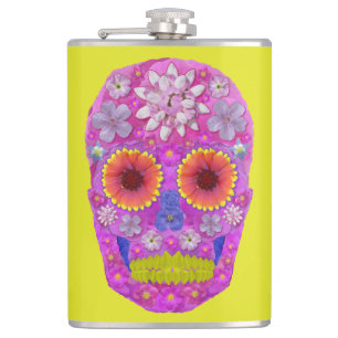 Flower Skull 2 Hip Flask