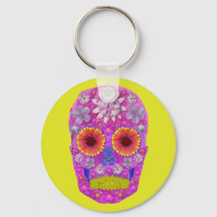 Flower Skull 2 Keychain