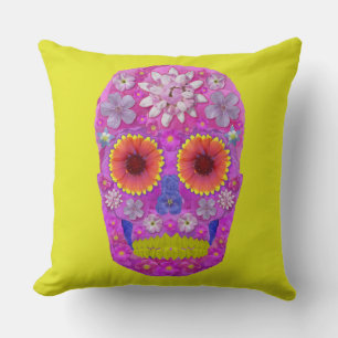Flower Skull 2 Throw Pillow