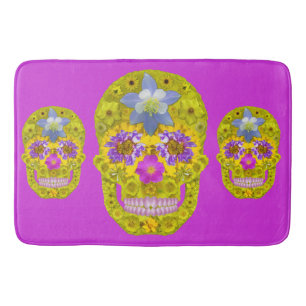 Flower Skull 3 Bath Mat