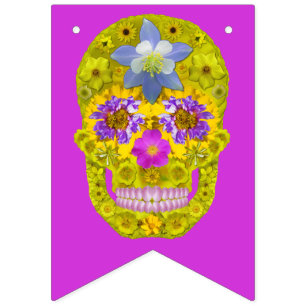 Flower Skull 3 Bunting Flags