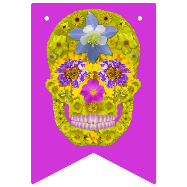 Flower Skull 3 Bunting Flags (First Flag)