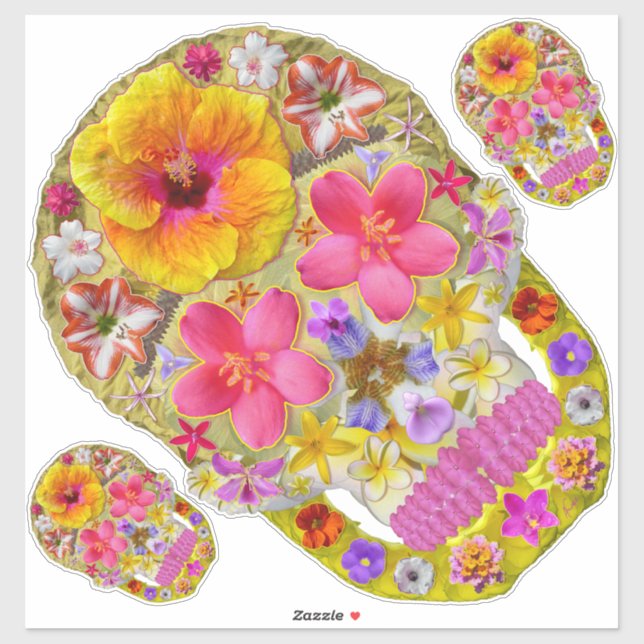 Flower Skull 4-Tropical (Sheet)
