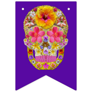 Flower Skull 4 - Tropical Bunting Flags