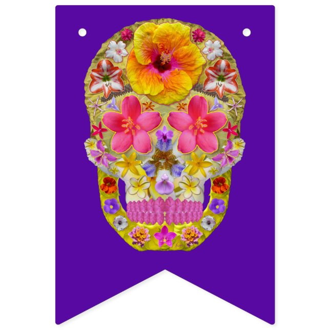 Flower Skull 4 - Tropical Bunting Flags (First Flag)