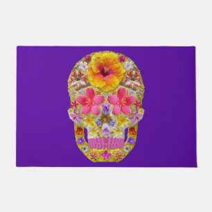Flower Skull 4 - Tropical Doormat