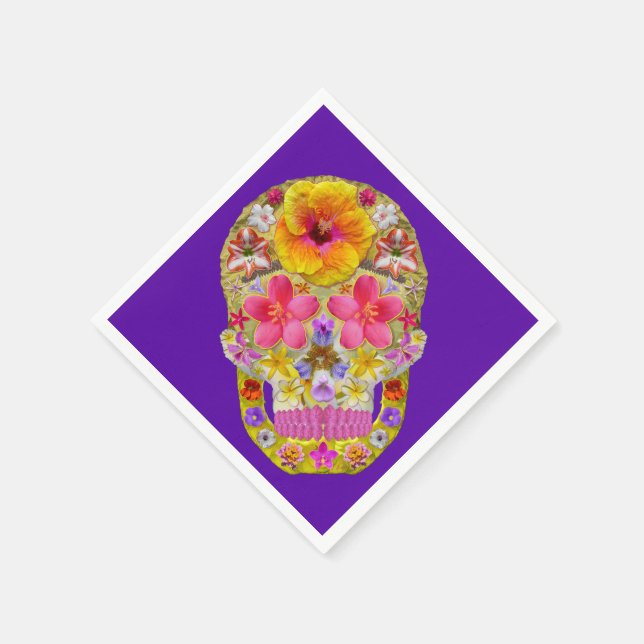 Flower Skull 4 - Tropical Napkin (Corner)