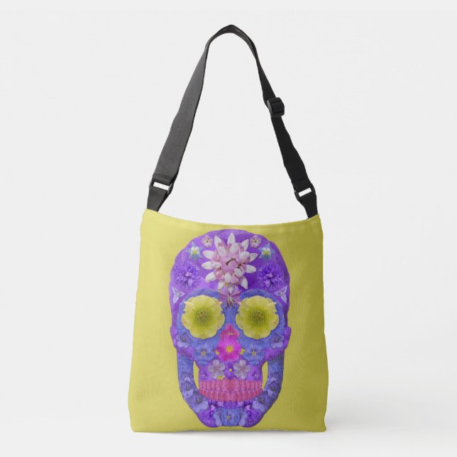 Flower Skull 5 Crossbody Bag (Front)