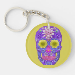 Flower Skull 5 Keychain