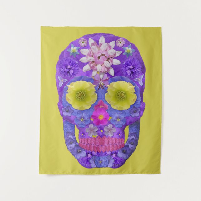 Flower Skull 5 Tapestry (Front)
