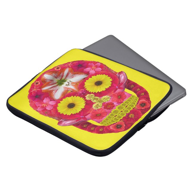 Flower Skull 6 Laptop Sleeve (Front Top)