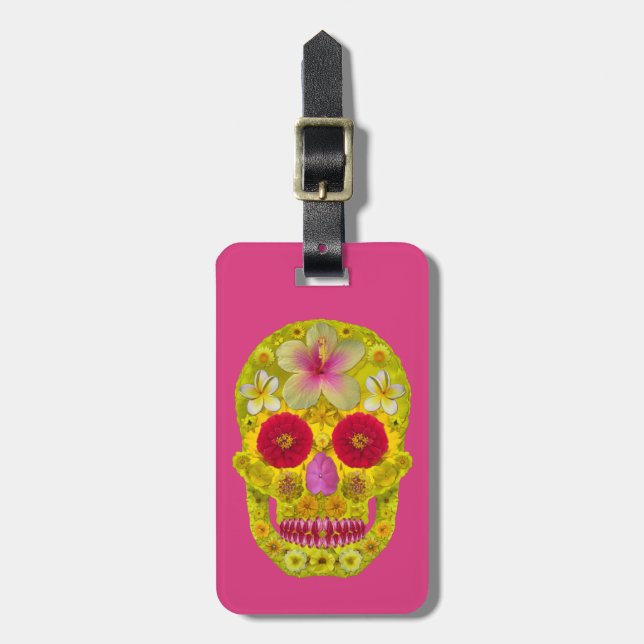 Flower Skull 8 Luggage Tag (Front Vertical)