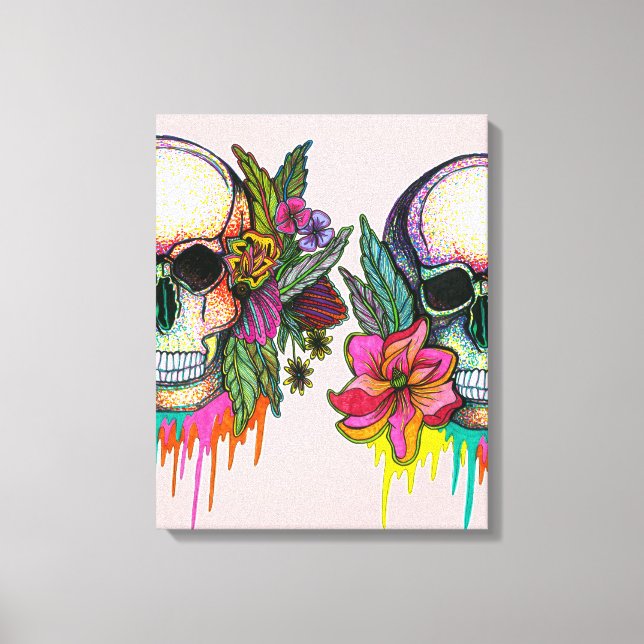 Flower Skull Canvas Print (Front)