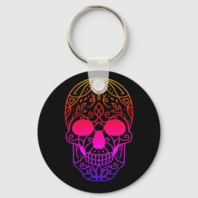 Flower Skull   Keychain (Front)