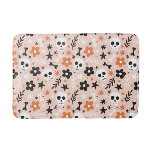 Flower Skull Pattern Bath Mat