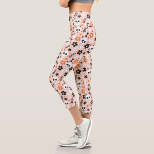 Flower Skull Pattern Capri Leggings